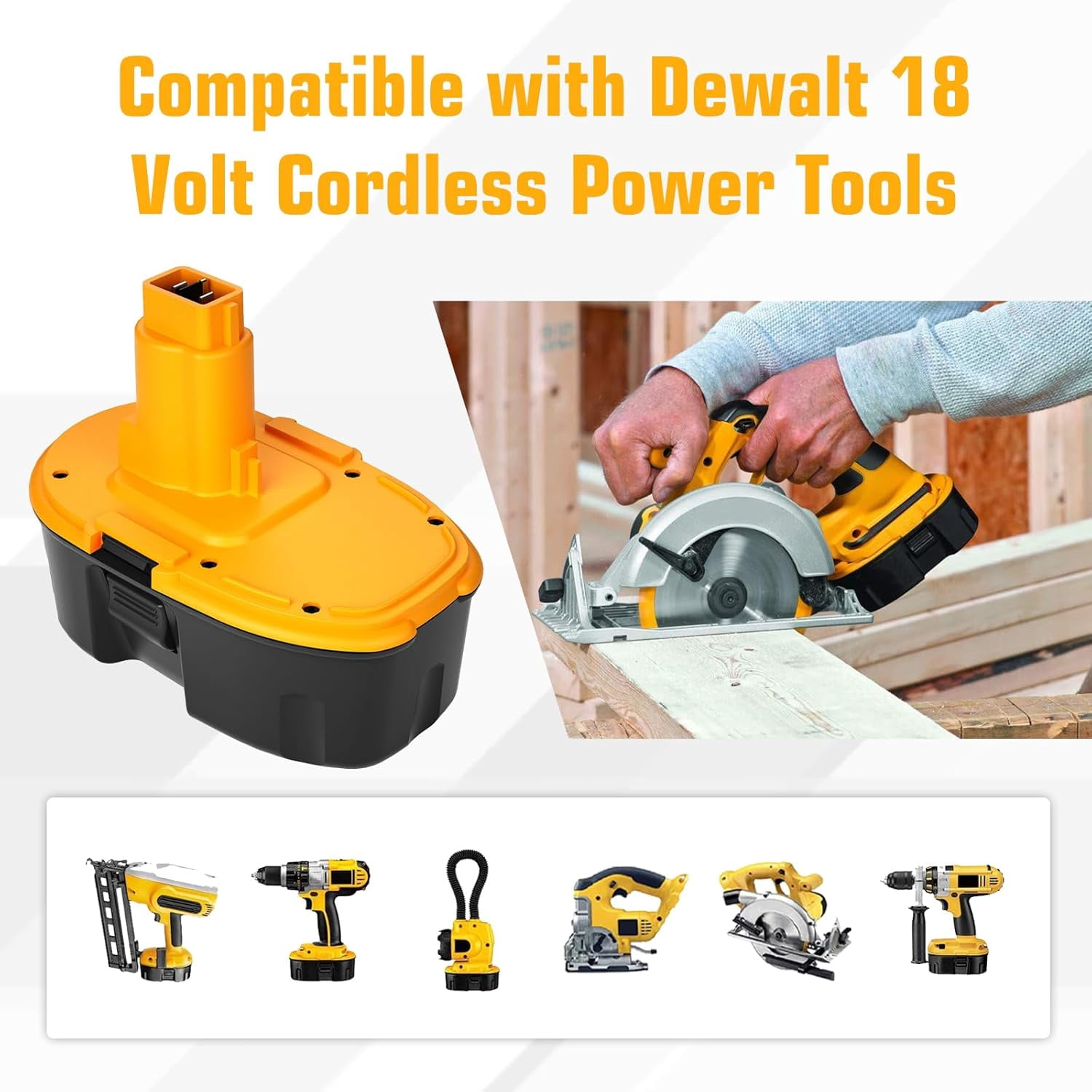 4 Packs 4500mAh Ni-Mh 18V DC9096 DC9098 DC9099 DW9098 Replacement Battery Compatible with Dewalt 18 Volt Batteries DW9095 DW9096 DW9099 DE9039 DE9095 DE9096 DE9098 DE9503(Yellow)