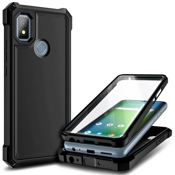 Nagebee Phone Case Compatible for Cricket Icon 4 with [Built-in Screen Protector], Full-Body Protective Shockproof Rugged Bumper Cover Impact Resist Durable Case (Black)