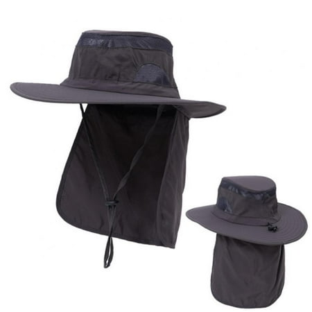 Mens Wide Brim Sun Hat with Neck Flap Fishing Safari Cap for Outdoor Hiking Camping Gardening Lawn Field Work
