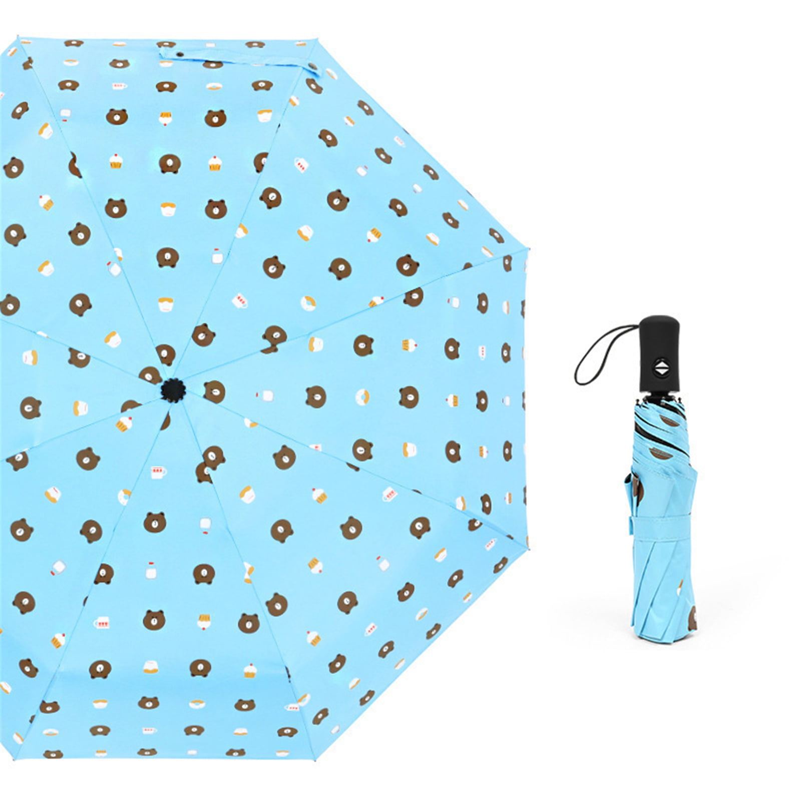 DOENR Compact Travel Umbrella Blue Deer Sun and Rain Auto Open Close Folding Umbrella 
