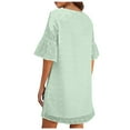 thumbnail image 3 of Cameland Robe d'Été Unie Col en V en Chiffon à Pois Manches Courtes Col en V, 3 of 5