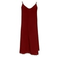 thumbnail image 4 of Odeerbi Slip Dress for Women Loose Soild 2025 Casual Chiffon Sling V-neck Knee-Length Swing Dress Burgundy, 4 of 4