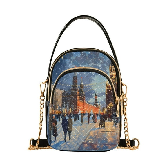 ALAZA Chain Crossbody Bags for Women Winter Christmas Landscape Shoulder Handbag Phone Purse
