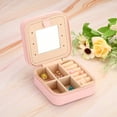 thumbnail image 5 of Unique Bargains Travel Jewelry Case, Small Jewelry Organizer Portable Mini Jewelry Box with Mirror Square Style 1, Red, 5 of 5