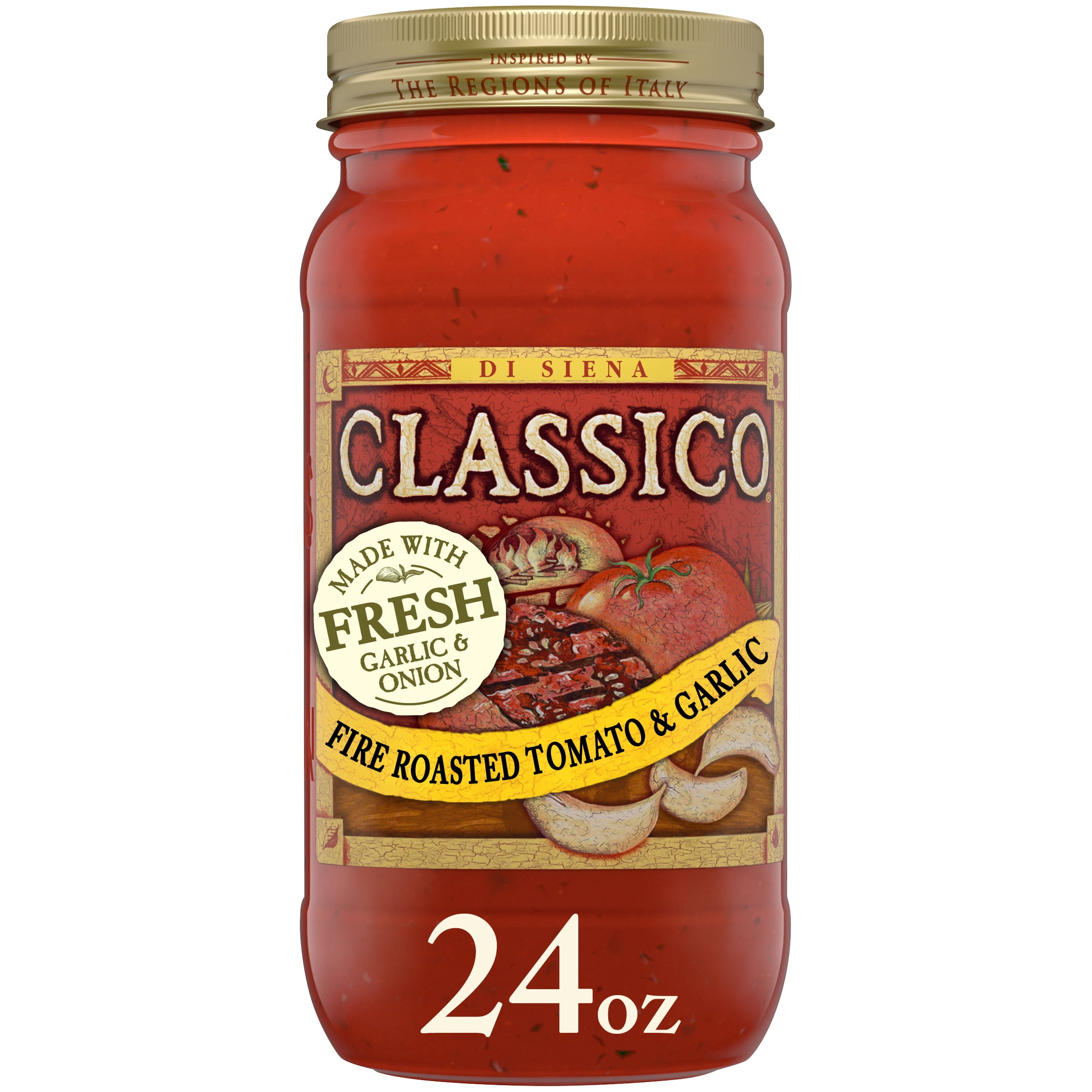 Classico Fire Roasted Tomato & Garlic Spaghetti Pasta Sauce, 24 oz. Jar