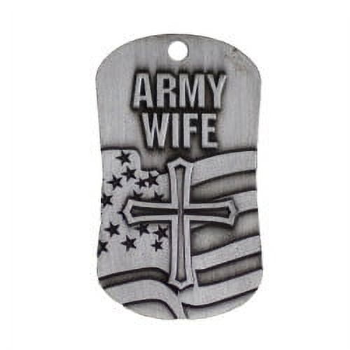 Army Wife Antique Finish Dog Tag Necklace-1 Corinthians 13:7-8 (4 Pack) by Shields of Strength