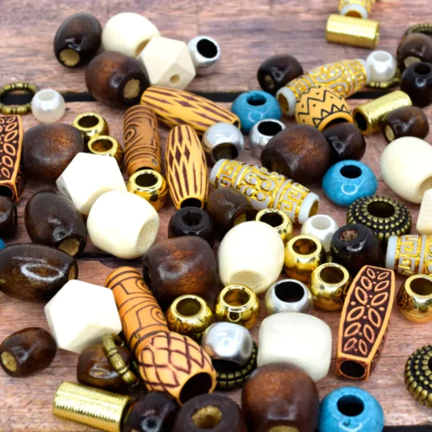 Cousin DIY Assorted Large Hole Natural Wood Beads 20MM & 30MM, Unisex, for  Adults, 656207147, 500g 