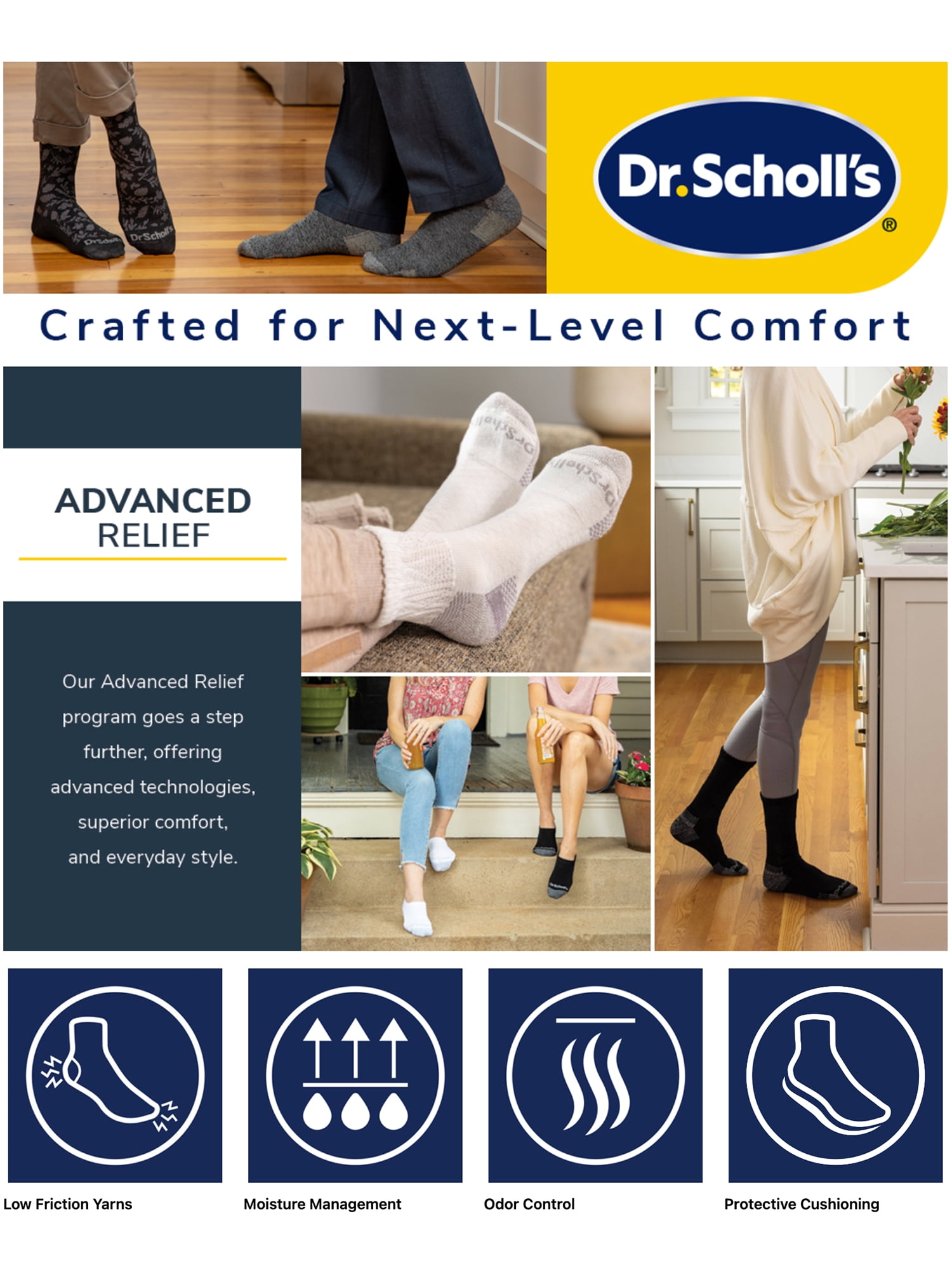 Dr. Scholl's Women's Advanced Relief Blister Guard Low Cut Socks, 3 Pack