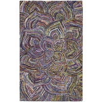 SAFAVIEH Nantucket Conway Geometric Flowers Cotton Area Rug, Multi, 5' x 8'