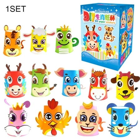 

12pcs Pratical Colorful Educational Toys Easy Use 3D DIY Paper Cup For Children