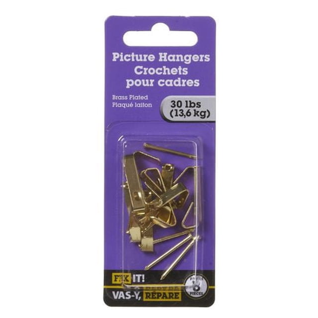 Brass Plated Picture Hanger 8 Pieces