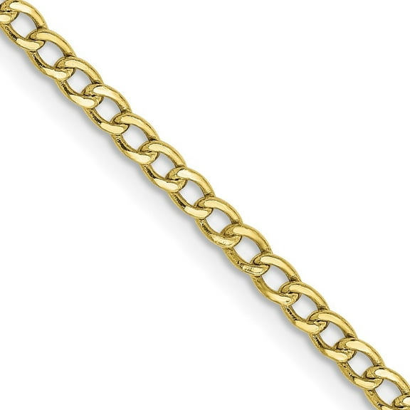 Auriga 10K Yellow Gold 2.5 mm Semi-Solid Curb Link Chain Necklace for Women 16"