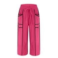 thumbnail image 4 of Delayuji Womens Capri Pants Casual Summer Baggy Wide Leg Pants Elactic Waist Barrel Pants Women With Pockets, 4 of 7