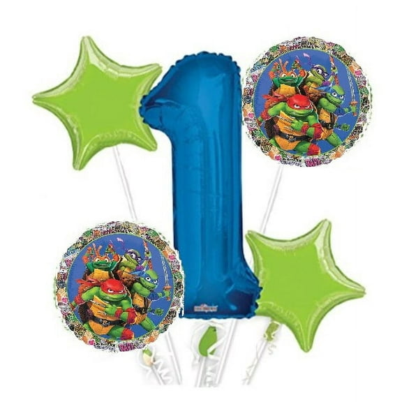 Teenage Mutant Ninja Turtles Balloon Bouquet 1st Birthday 5 pcs Party Supplies