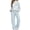 Blue Bamboo Print, variant on Eheartsgir Pink Paw Print Drawstring Two Piece Tracksuit, Double Sided Cloth Soft Pullover Top and Sweatpants Set for Travel Indoor