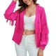 thumbnail image 1 of Gibobby Suéter mujer Cárdigan de Punto de Cable Elegante con Bolsillos Suéter de Manga Larga Abierto para Mujer(Rosa caliente,M), 1 of 5