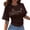 1-Brown, variant on Plus Size Bride T-Shirts Bride Letter Printed Short Sleeve Ruched Waisted Slim Crop Tops Party Summer Round Neck Basic Graphic Tees Bridesmaid Proposal Gift 1-Brown XL
