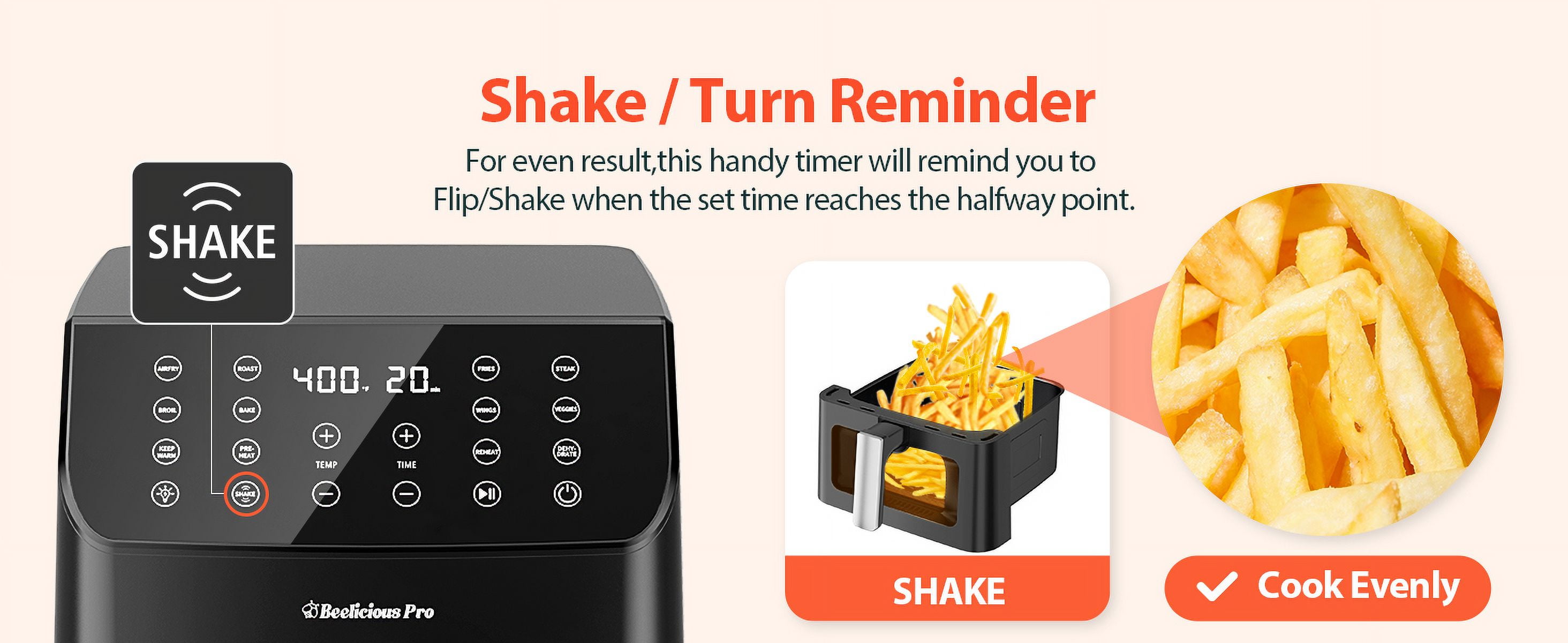 Aeitto 5.8QT Large Air Fryer, 12-in-1 Digital Airfryer with Clear Window, 40+ Recipes, Flavor-Lock Tech, Shake Reminder, Compact, Quiet, Dishwasher Safe, Nonstick, Fit for Family of 2-5, Black