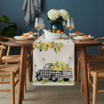 thumbnail image 2 of Summer Lemons Table Runner - 90 Inch Long, Kitchen Dining Table Runner Dresser Scarves, Rustic Black Plaid Truck Fruits Burlap Farmhouse Decor for Coffee Tables Wedding Party Banquet, 2 of 8