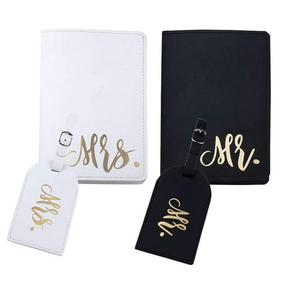 Syiomlis Mr and Mrs Luggage Tags Couples Passport Holder Set,Bridal Shower Gifts, Honeymoon Engagement Gift, Anniversary, Newlywed, Bride Groom, his and her Passport Holder