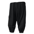 thumbnail image 4 of Men Hippie Harem Pants Baggy Linen Cotton Boho Yoga Pants Summer Beach Pants Casual Drop Crotch Trouser, 4 of 4