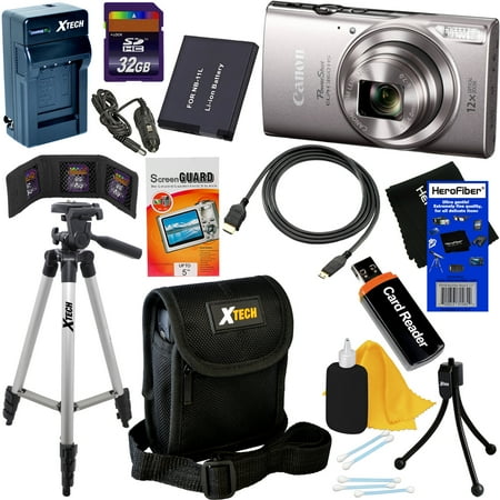 zoom powershot 11pc 12x elph 32gb accessory canon hs charger deluxe wi 1080p fi battery built camera dc kit silver