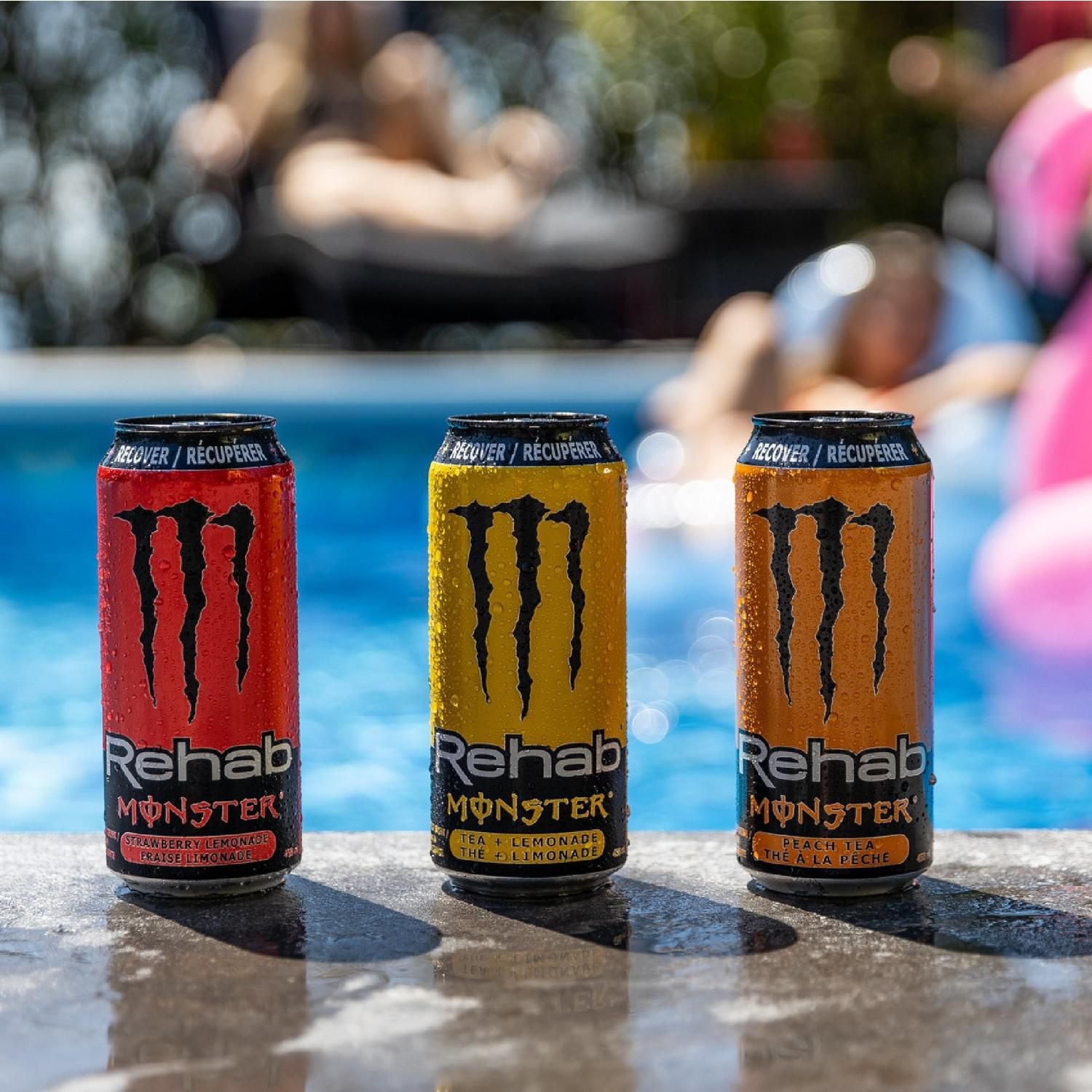 MONSTER ENERGY, Monster Rehab Limonade aux fraises, canette de 458 mL
