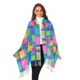thumbnail image 3 of FORMRS Womens Scarf Winter Soft Long Big Warm Shawls Wrap Tassel Scarves, Colorful Geometric Pattern, 3 of 9