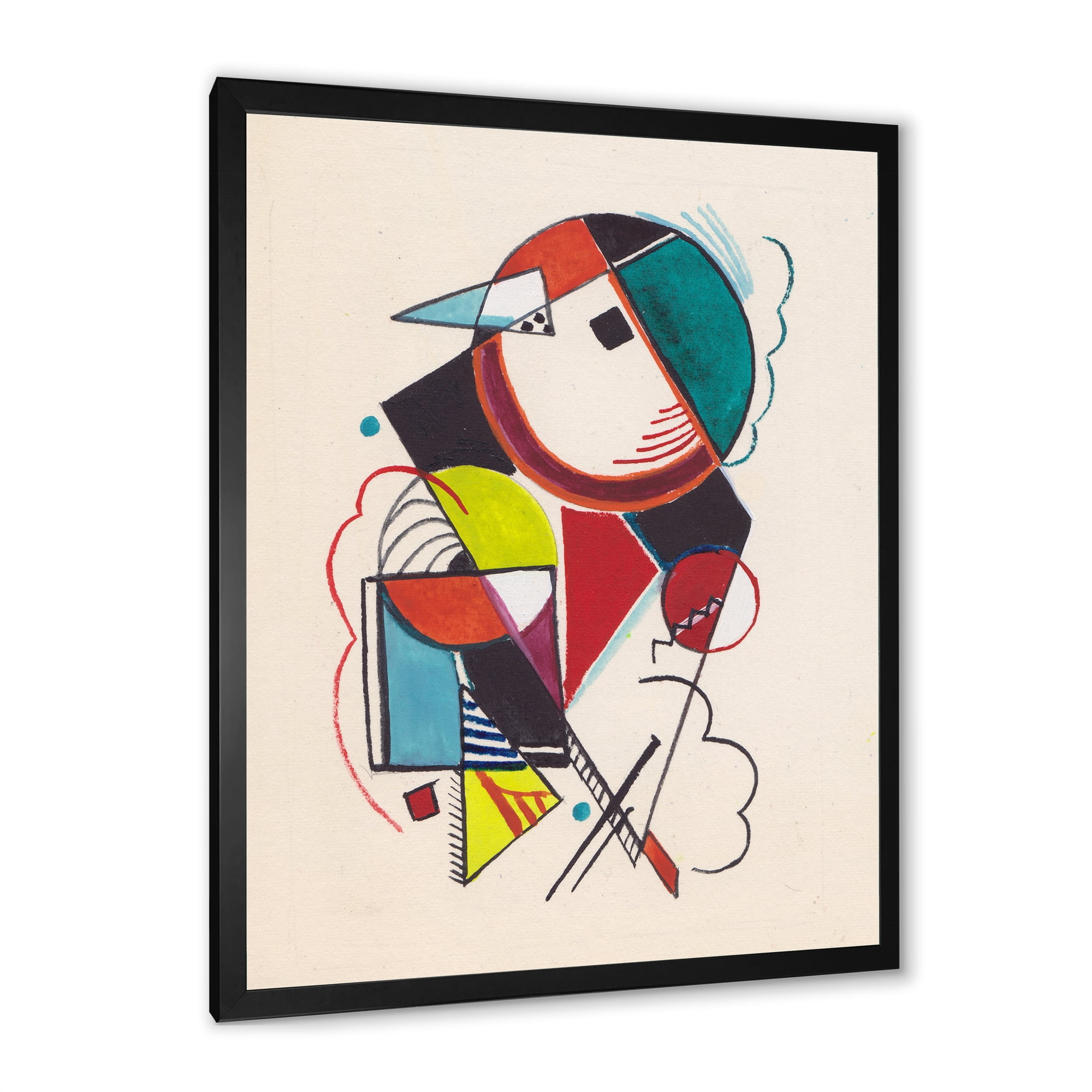 Designart 'Abstract Compositions Of Colored Geometric II' Modern Framed Art Print