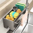 thumbnail image 3 of TIELUTT Sponge Holder for Kitchen Caddy with Auto Draining Tray for Kitchen and Bathroom Organization Dish Drying Tray Sponge and Soap Holder Japanese Gadgets Home Sponge Holder Stainless Dish Rack L, 3 of 7