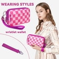 thumbnail image 3 of Checkered Wristle Wallets for Women with ID Window, RFID Cross  Wallet with 4 Zippers,Phone & Card Storage, 3 of 7