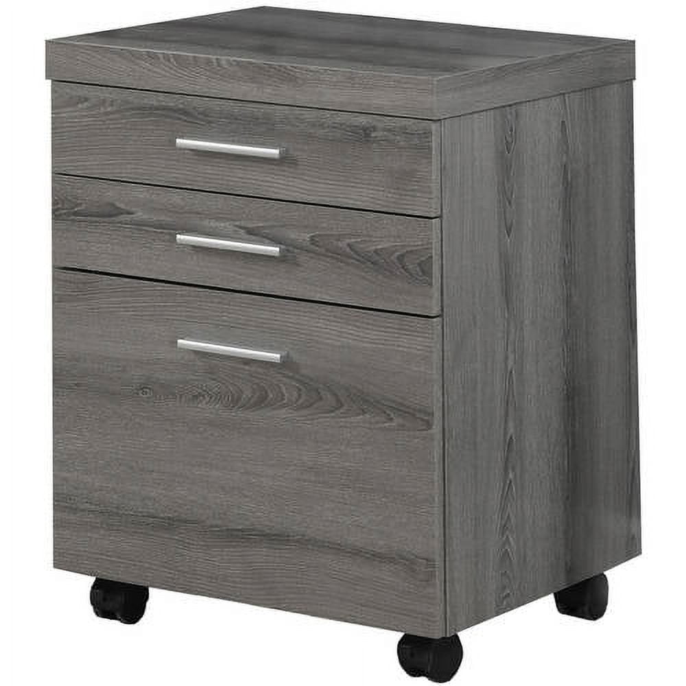Monarch Specialties Filing Cabinet 3 Drawer, Dark Taupe On Castors