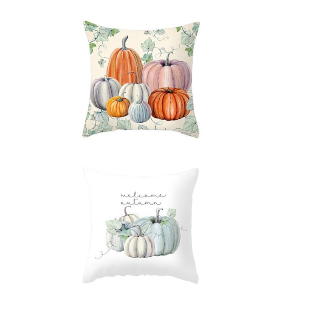 Deconovo Halloween Pillow Covers Orange Pillow Covers Recycled Cotton Solid Super Soft Throw Pillows for Home Tangerine A Set of 4 18x18 inch 