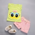 thumbnail image 2 of TOWED22 Toddler Girl Summer Clothing 2pcs Graphic Ruffle Sleeve Sleeveless Tank Top and Elastic Shorts Set Outfits Cute Toddler Print Clothes(Green,3-4 Y), 2 of 4