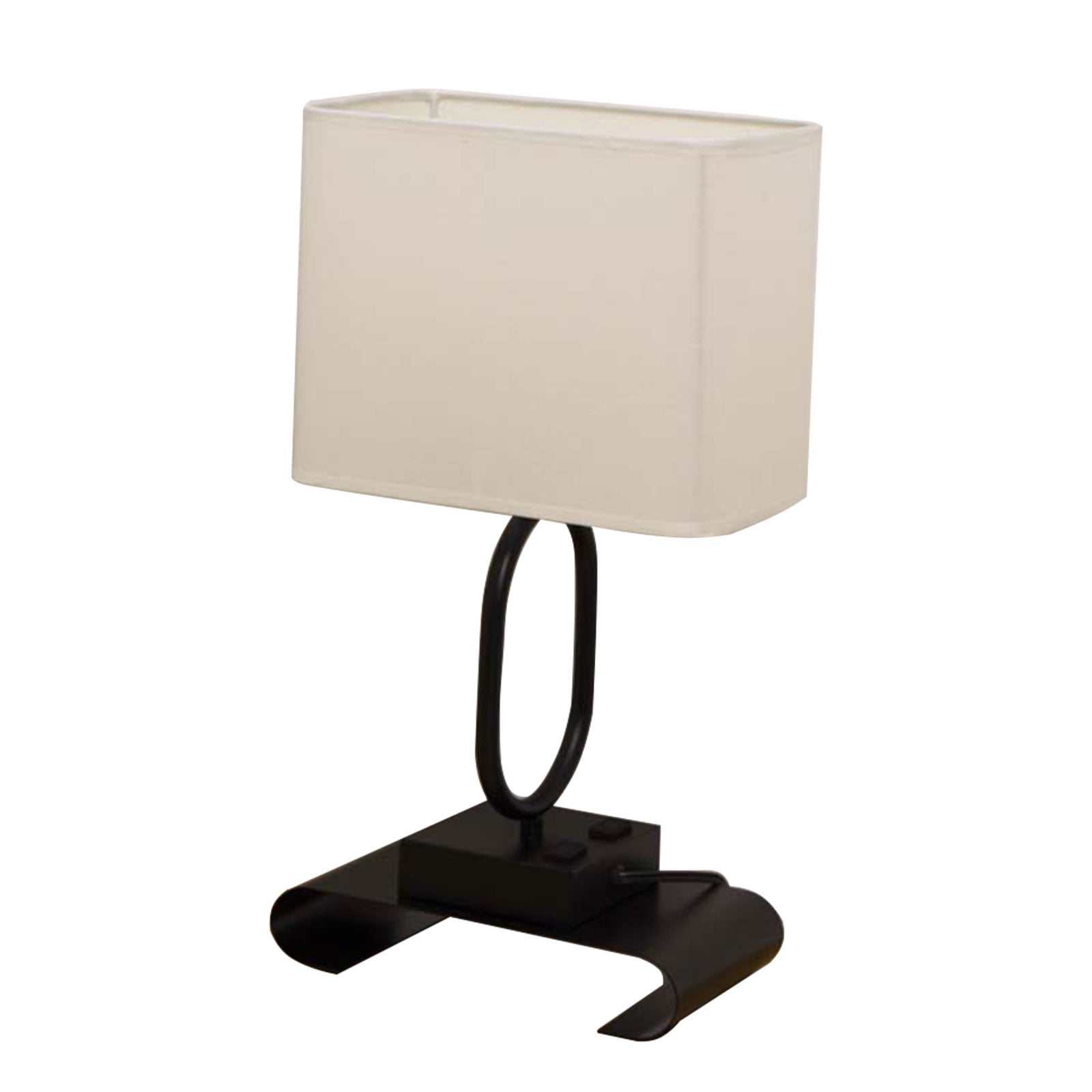 Bedside Table Lamp with 2 USB Charging Ports and 2 AC Outlets, Fabric Linen Shade Desk Lamp for Bedroom, Living Room, Office, Adjustable Brightness, Reading, Work, Eye-Caring Light
