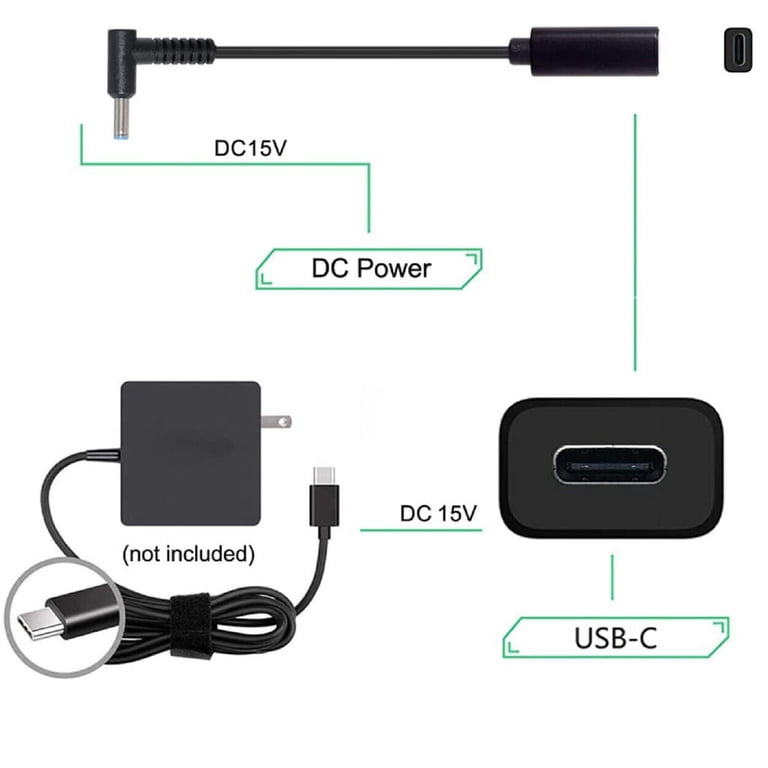 100W USB-C To 4.5x3.0mm PD Charger Cable | Type-C Female To 4.5mm Power Cord For HP-999055