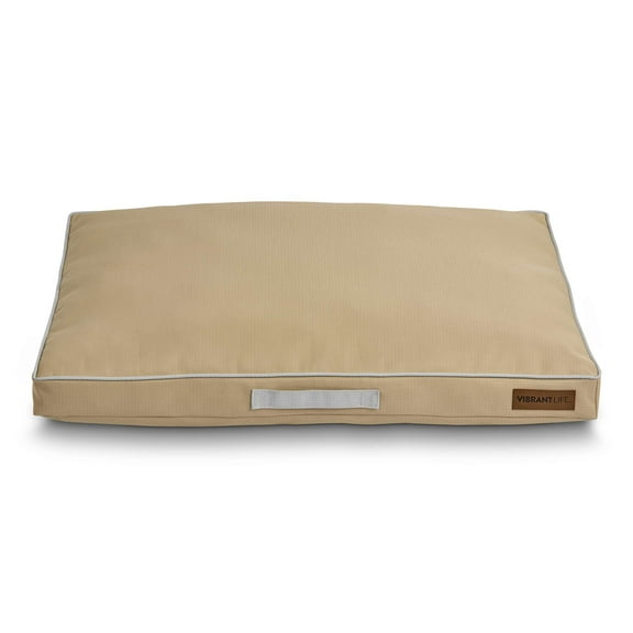 Vibrant Life Large Dog Bed, Travel Bed, Durable, Chew Resistant, for Large Breeds, 38" x 28", Warm Sand