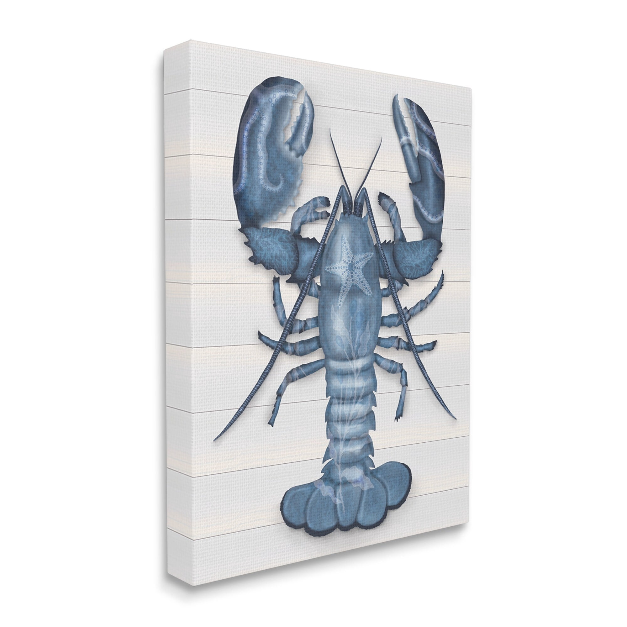 Stupell Industries Detailed Blue Lobster Starfish Botanical Motif Panels Graphic Art Gallery Wrapped Canvas Print Wall Art, Design by Darlene Seale