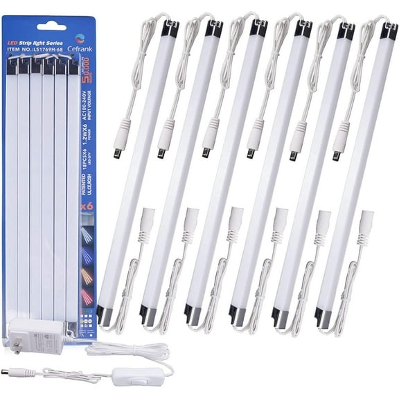 Cefrank Led Light Strips Kit 6000K Under Cabinet Lighting Showcase Lighting Cool, White