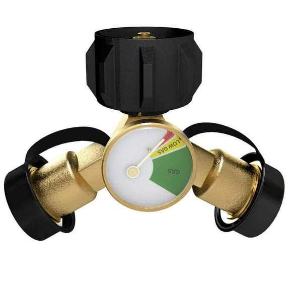 Grill Parts Zone Propane Splitter Tee Adapter with Tank Gauge Level Indicator