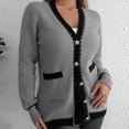 thumbnail image 2 of GuangCheng Cardigan Sweaters for Women Open Front Long Sleeve Button Down Knit Jackets with Pockets for Fall Winter, 2 of 5