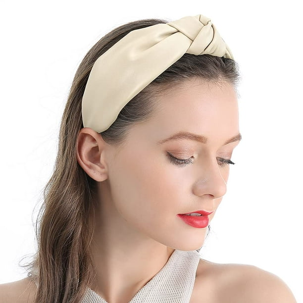 Wide Hair Bands For Women Black Cloth Headband Tie For Women Leather  Headbands For Women With A Tie 2Pcs Artificial Top Knot Girl Fashion