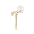 thumbnail image 3 of Angara Japanese Akoya Cultured Pearl Olive Leaf Wrap Ring in 14K Yellow Gold for Women | June Birthstone Jewelry for Her, 3 of 8