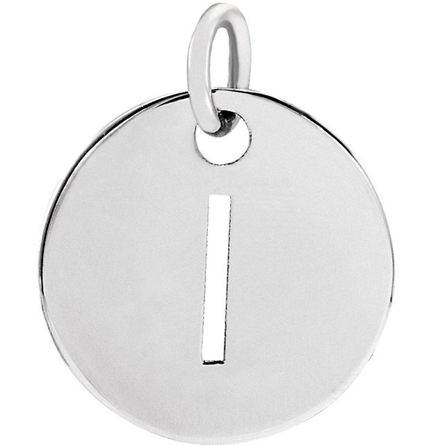 Precious Stars Unisex 14K White Gold Initial I Disc Pendant