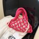 thumbnail image 4 of Bolsa A Cuestas Nuevo Bolso de paja de hilo de algodón Lindo para mujeres / niñas Mini Bolso con asa superior (rosa), 4 of 8