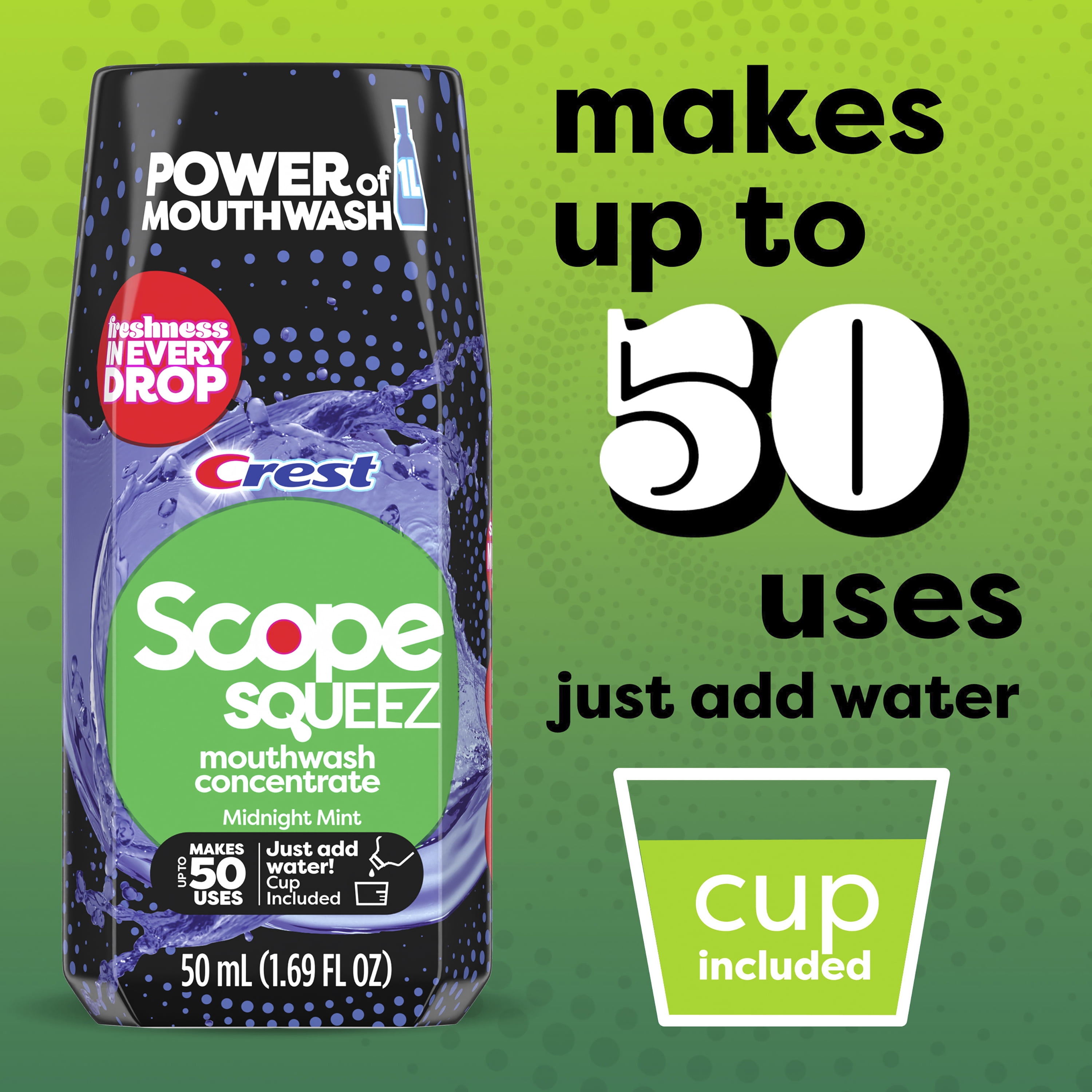 Scope Squeez Mouthwash Concentrate, Midnight Mint, 50mL Bottle
