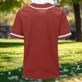 thumbnail image 4 of CQONEPT Baseball Jersey Tops for Women Short Sleeve Shirt Button Up Summer Tops Casual Sportswear Athletic Tee Uniform Wine S, 4 of 6