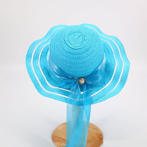 Children's Wide Brim Sun Hat for Outdoor Play and Sun Protection, Breathable Woven Straw Summer Hat for Boys and Girls Ages 3-7