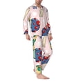 thumbnail image 2 of Picia Mushroom Pattern Men’s Long-Sleeve Sleepwear Set - Soft 2-Piece Loungewear with Pockets, Comfy PJs for Relaxing Nights-Medium, 2 of 7