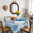 thumbnail image 3 of Blue Coastal Crab Table Cloth Waterproof Tablecloths, Summer Ocean Coral Sea Fish Abstract Tablecloth Dining Table Cover for Kitchen Party Tabletop Outdoor, Square Tablecloth 60x60 Inch, 3 of 9